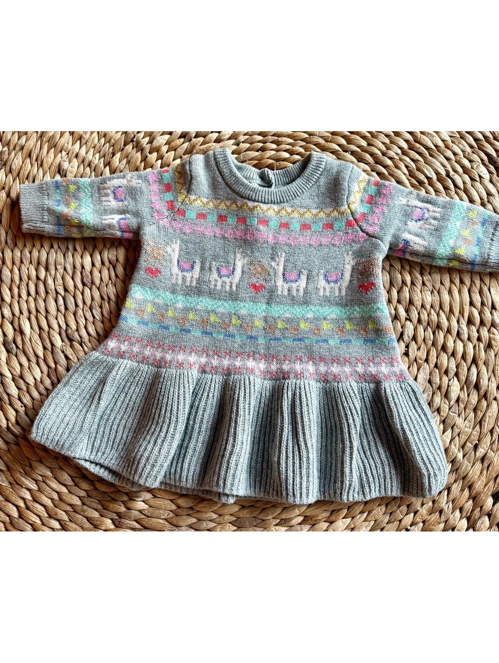 Baby Gap Llama Sweater Dress Sz 0-3 Months